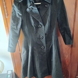 Black Spring Jacket with Waisted Skirt Bottom And 3/4 Sleeves Details